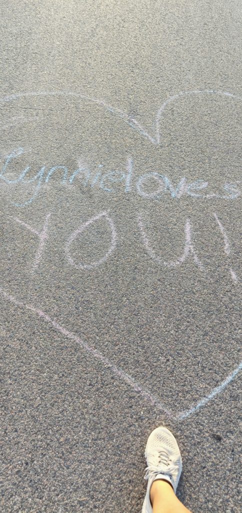 chalk on side walk - love you