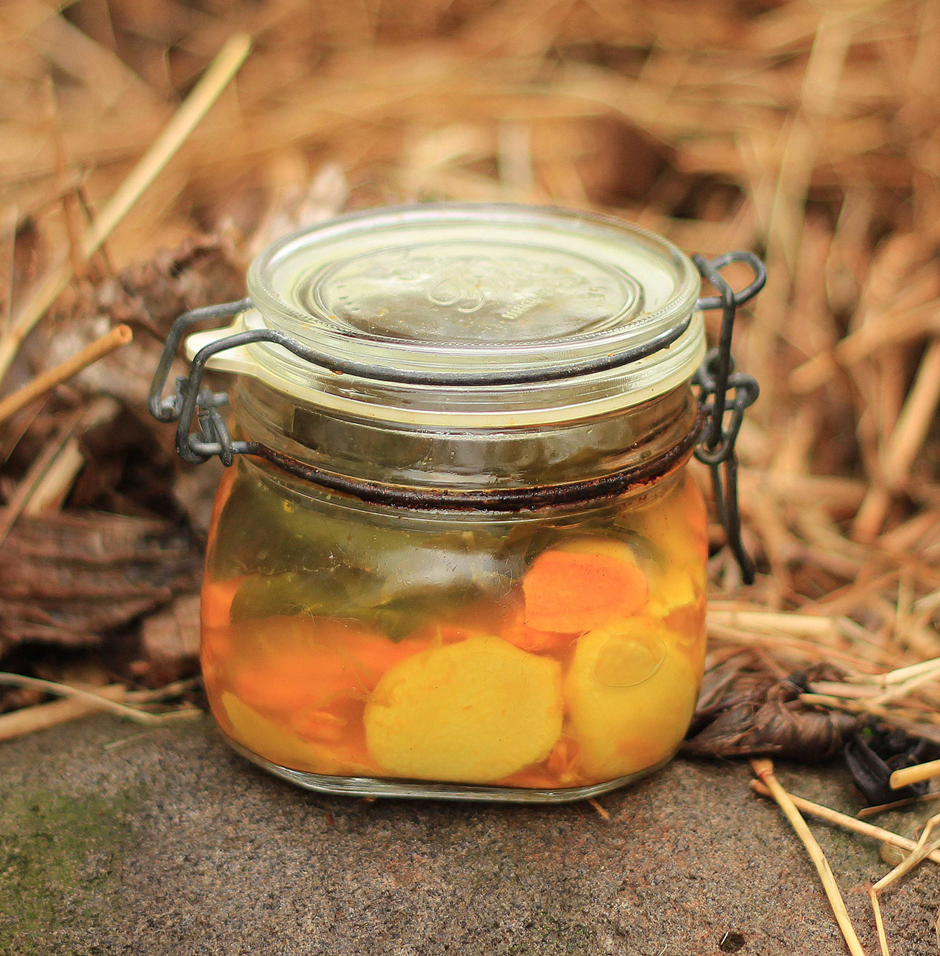 Fermented turmeric and ginger in Fido fermenting jar