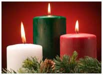 Christmas candles - red, white and green